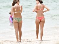 2 Teens Candid Bikini Amazing Beach