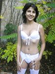 Brunette amateur GF nude posing at forest