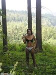 Brunette amateur wife at forest