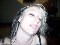 Tattoed amateur blond slutwife sucking dick