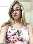 Busty amateur blonde wife in glasses