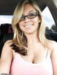 Busty amateur blonde wife in glasses