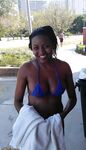 Ebony amateur girl sunbathing topless