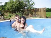 Amateur couple in the pool