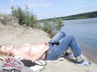 Mature amateur wife sunbathing topless