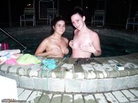 Nude babes in the pool