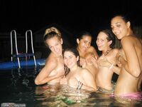 Nude college babes in the pool