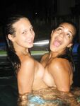 Nude college babes in the pool