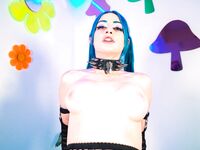 Blue-haired Nympho Warms Up With Long Dildo Before Getting Laid photos (Jewelz Blu)