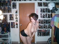 Topless Punk Chick Posing In Her Bfs Room