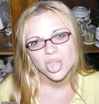 Blonde amateur MILF in glasses