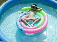 Skinny amateur teen GF naked at pool