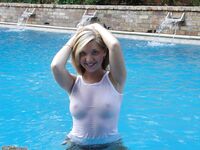 blonde teen gets naked near pool
