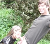 young couple make love outdoors