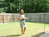Blonde amateur wife posing outdoors 2